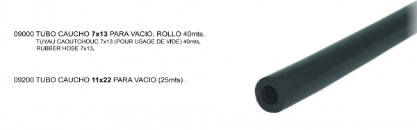 TUBO CAUCHO 11x22 PARA VACIO. ROLLO 25mts.