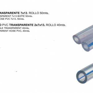 TUBO PVC TRANSPARENTE 7x13. ROLLO 50mts.