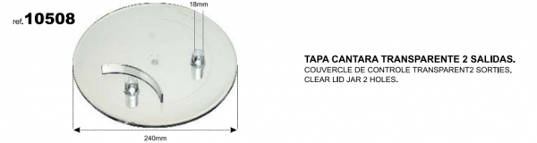 TAPA CANTARA TRANSPARENTE 2 SALIDAS
