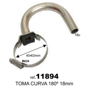 TOMA DE LECHE CURVA 180º 18mm INOX (40/63mm) (OPCIÓN CAMBIAR A 50/70)