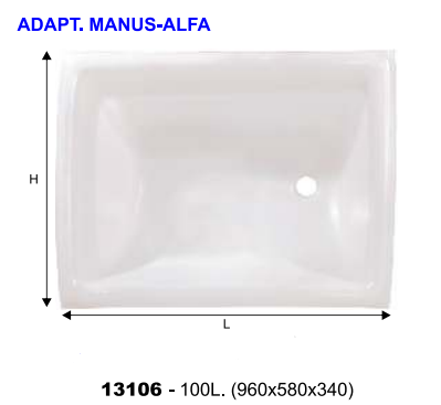 PILA LAVADO 100L. 960x580x340mm ADAPT. MANUS-ALFA