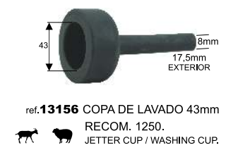 COPA LAVADO 43mm CABRAS/OVEJAS RECOMENDADO PEZONERA 1250