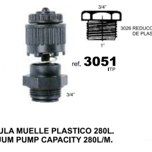 VALVULA MUELLE PLASTICO 280L.