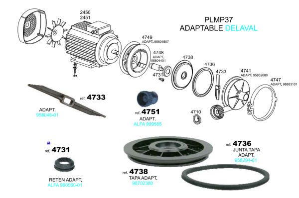 TAPA ADAPT. PLMP37 DE LAVAL  98702380