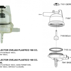 COLECTOR OVEJAS PLASTICO 180cc SIN CIERRE