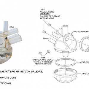 COLECTOR LINEA ALTA TYPO MF110 CON SALIDAS (INCLUYE 3m TUBO VACIO Y 2 CONEXIONES)
