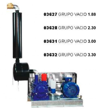 GRUPO VACIO 3.300L. LUBRICADO -III- BANCADA (10HP) 1050 R.P.M